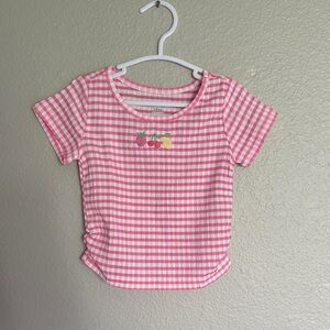 Garanimals Pink Checkered Kids Tee with Fruit Design